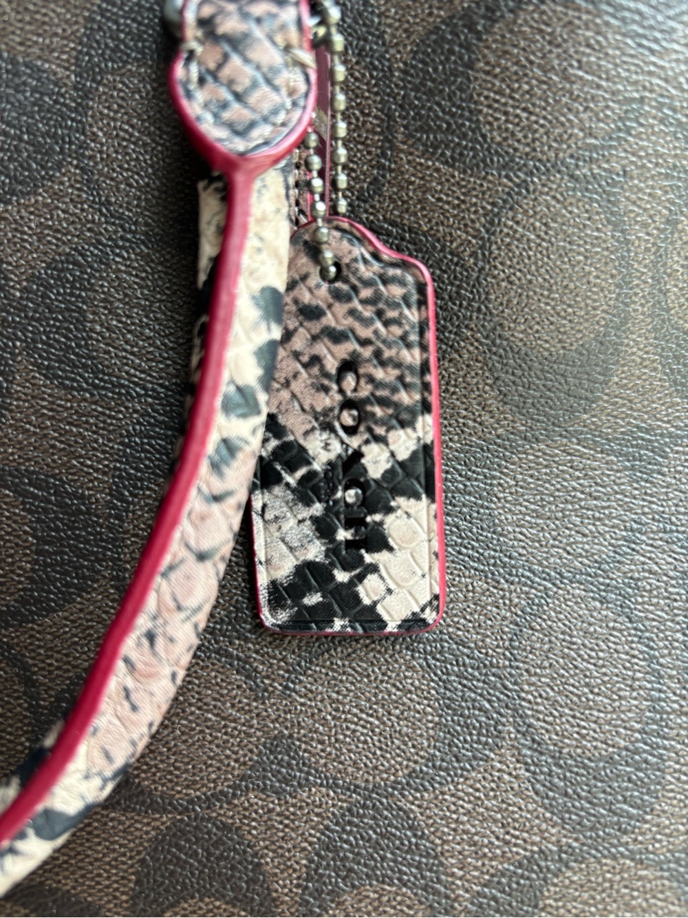 NWT Coach Sierra Burgundy and Brown Signature Dome Satchel with Mixed ExoticTrim - Picture 9 of 16